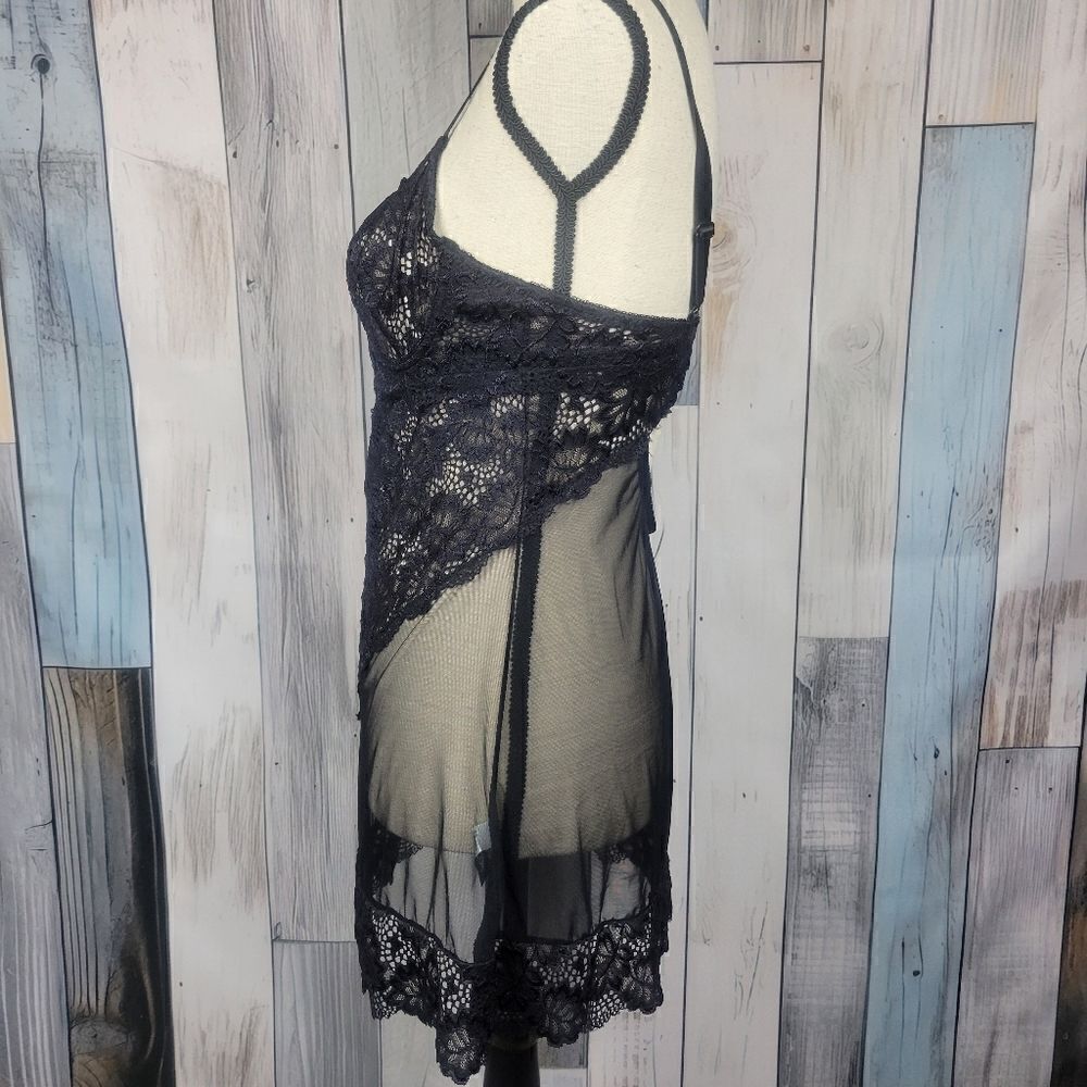 Oh La La Cheri Black Babydoll Chemise Underwire Lace Slip size Sm - Picture 2 of 7